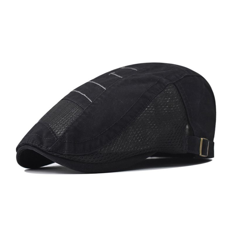 Hommes Coton Maille Respirant Ombre Court Bord Casual Rétro Edgy Chapeau Béret Casquette Plate