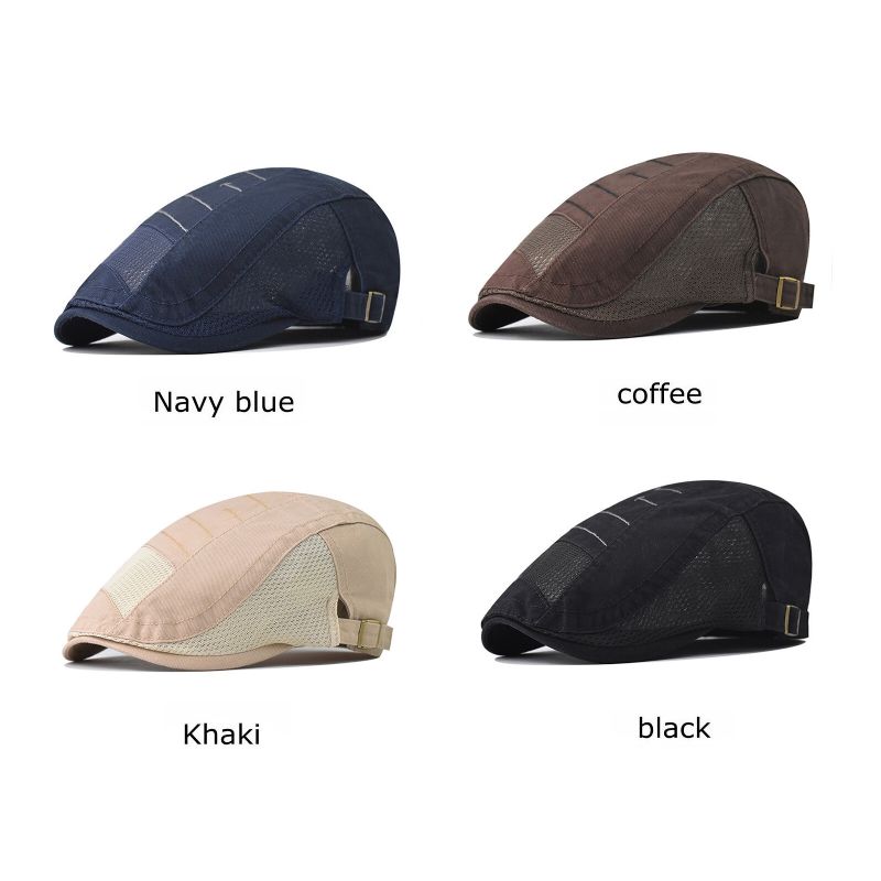 Hommes Coton Maille Respirant Ombre Court Bord Casual Rétro Edgy Chapeau Béret Casquette Plate