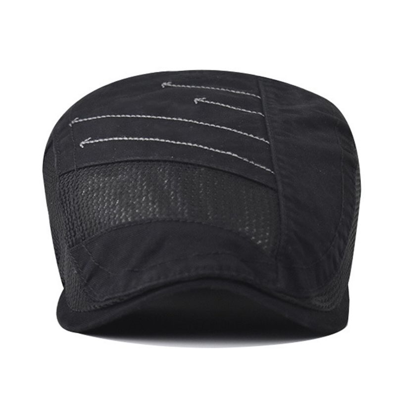 Hommes Coton Maille Respirant Ombre Court Bord Casual Rétro Edgy Chapeau Béret Casquette Plate