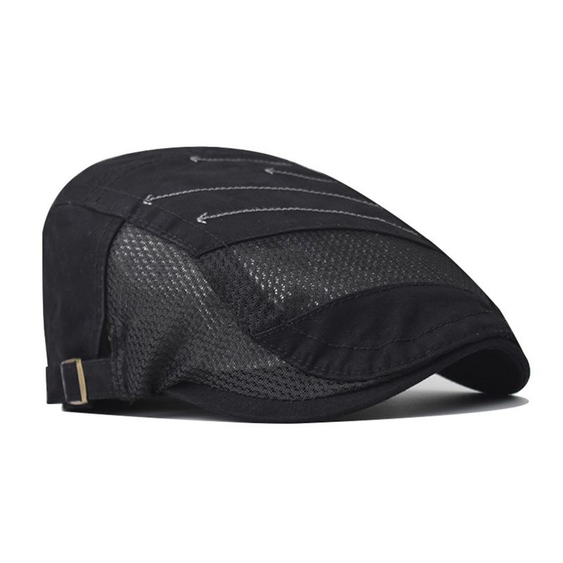 Hommes Coton Maille Respirant Ombre Court Bord Casual Rétro Edgy Chapeau Béret Casquette Plate