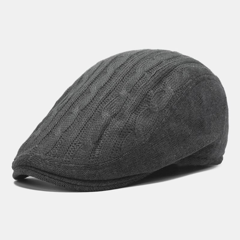 Hommes Coton Maille Respirant Tricoté Casquettes Extérieur Décontracté Chaud Parasol Béret Casquette Plat Chapeau Avant Casquette