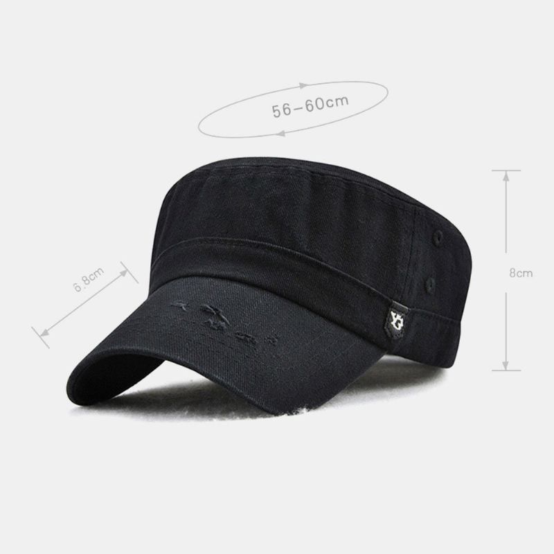 Hommes Coton Make-old Boutons Secoration Rétro Crème Solaire Chapeau Plat Casquette Militaire