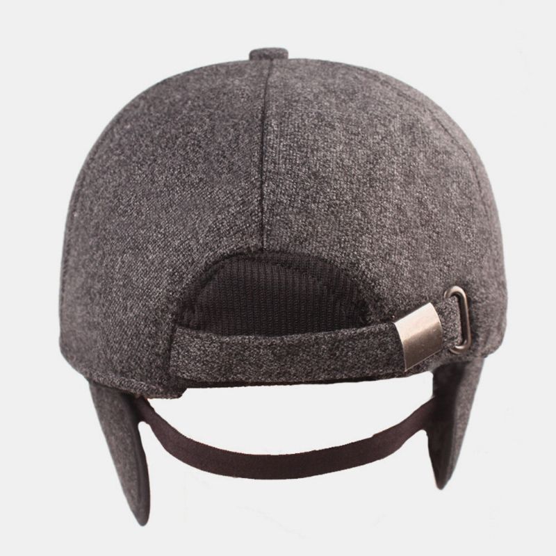 Hommes Coton Patchwork Intégré Protection De L'oreille Chaleur Épaisse Casquette De Baseball Couleur-match Lettre Métal Étiquette Gavroche Casquettes