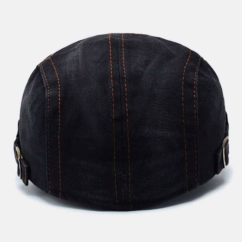 Hommes Coton Patchwork Rétro Crème Solaire Pare-soleil Béret Cap Casquette Avant Chapeau Plat