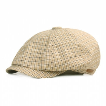 Hommes Coton Plaid Motif Casual Chapeaux Octogonaux Peintre Chapeaux Béret Casquettes Plates