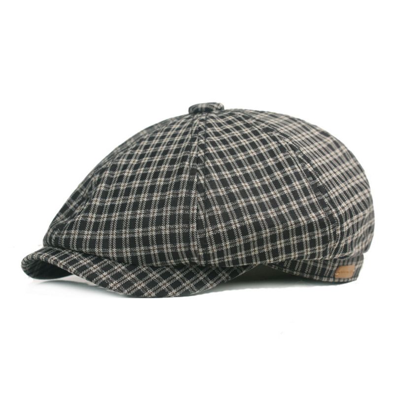 Hommes Coton Plaid Motif Casual Chapeaux Octogonaux Peintre Chapeaux Béret Casquettes Plates