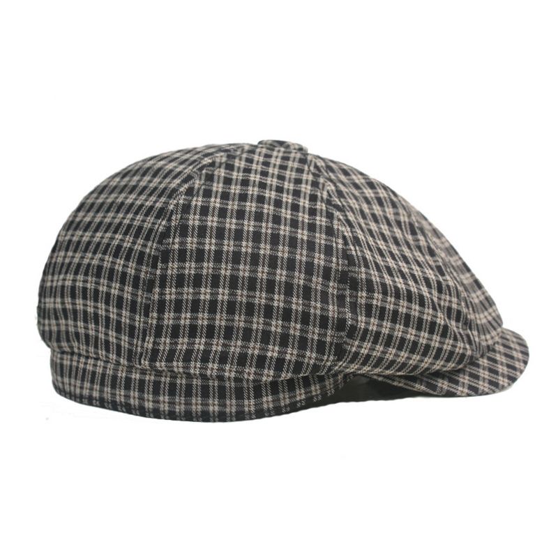 Hommes Coton Plaid Motif Casual Chapeaux Octogonaux Peintre Chapeaux Béret Casquettes Plates