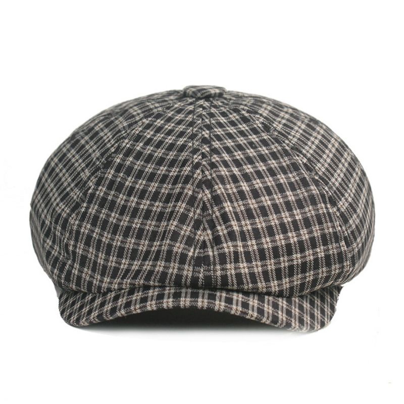 Hommes Coton Plaid Motif Casual Chapeaux Octogonaux Peintre Chapeaux Béret Casquettes Plates