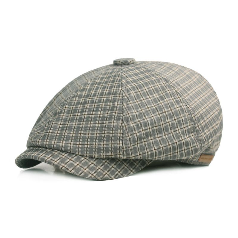 Hommes Coton Plaid Motif Casual Chapeaux Octogonaux Peintre Chapeaux Béret Casquettes Plates