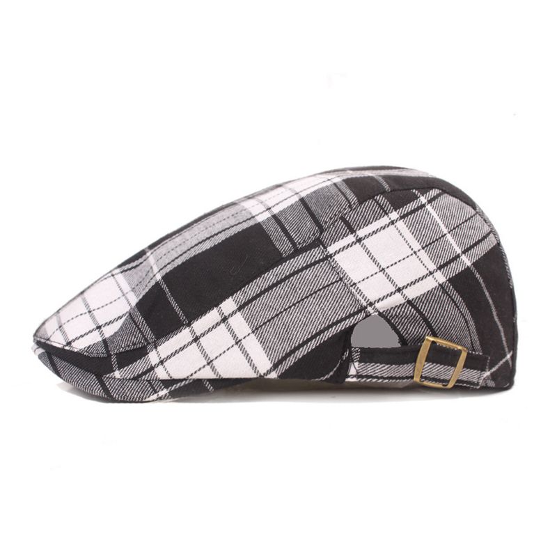 Hommes Coton Plaid Motif Parasol Court Bord Casual Vintage Avant Chapeaux Béret Casquettes Plates