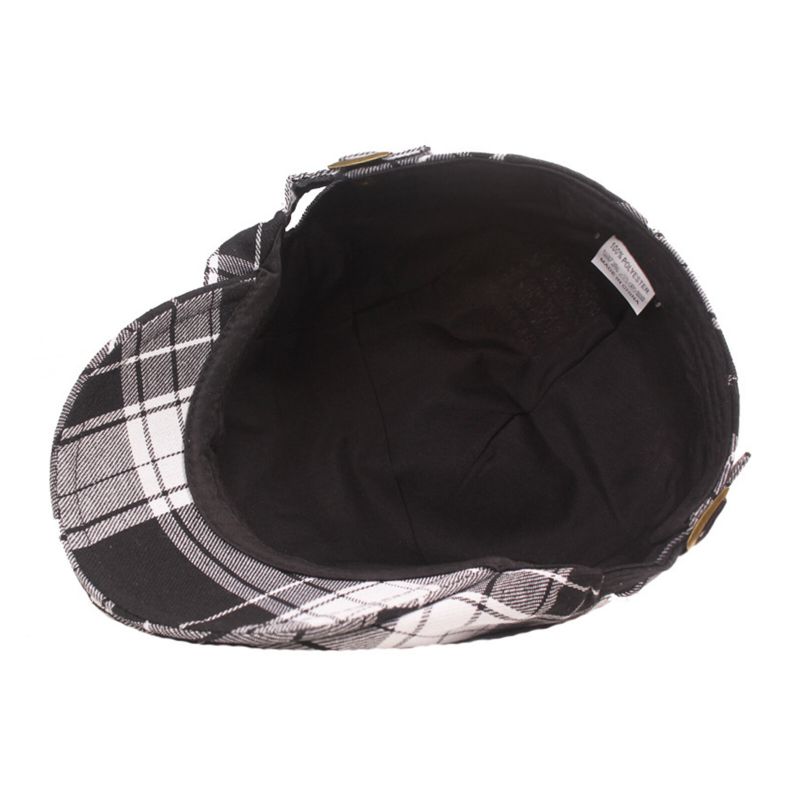 Hommes Coton Plaid Motif Parasol Court Bord Casual Vintage Avant Chapeaux Béret Casquettes Plates