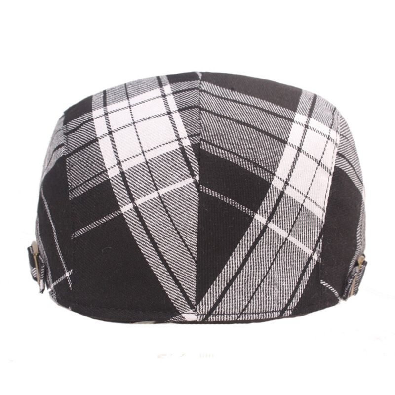 Hommes Coton Plaid Motif Parasol Court Bord Casual Vintage Avant Chapeaux Béret Casquettes Plates