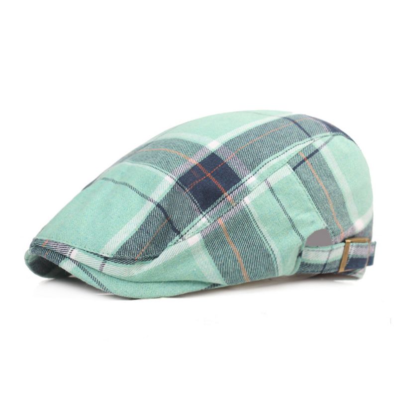 Hommes Coton Plaid Motif Parasol Court Bord Casual Vintage Avant Chapeaux Béret Casquettes Plates