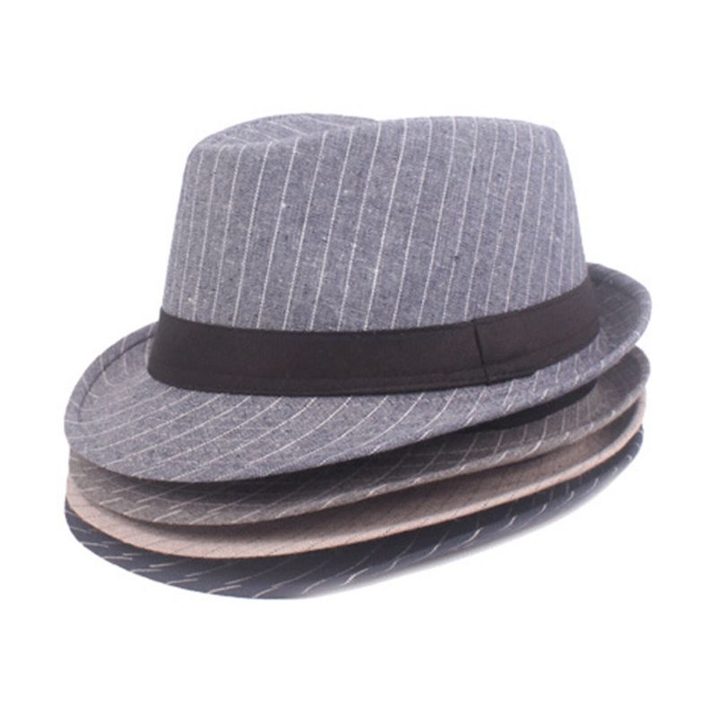 Hommes Coton Rayé Casual Tout-allumette Pare-soleil Chapeaux Plats Chapeaux