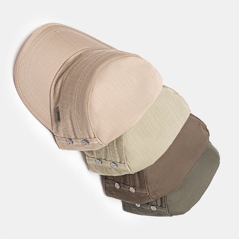 Hommes Coton Sangle Réglable Armée Casquette Cadet Chapeau Étiquette En Métal Conception Casquette Militaire Casquette Plate