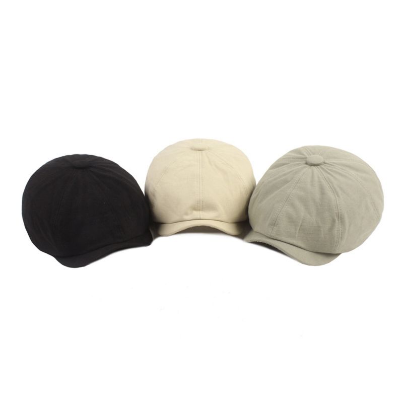 Hommes Coton Solide Couleur Casual Octogonal Chapeaux Avant Chapeaux Béret Casquettes Plates