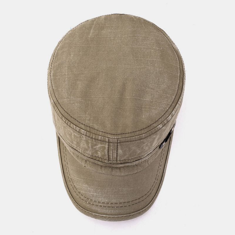 Hommes Coton Solide Couleur Make-old Outdoor Casual Parasol Casquette Militaire Chapeau Plat