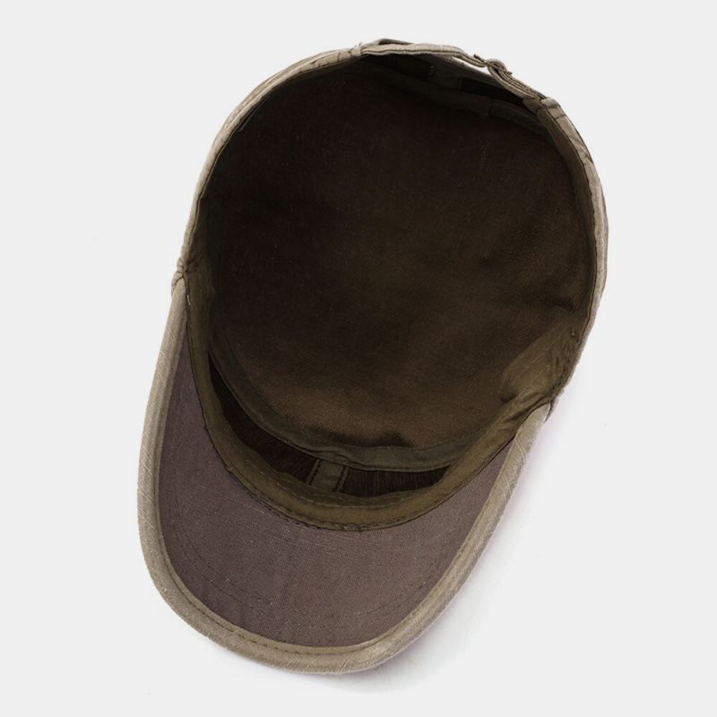 Hommes Coton Solide Couleur Make-old Outdoor Casual Parasol Casquette Militaire Chapeau Plat