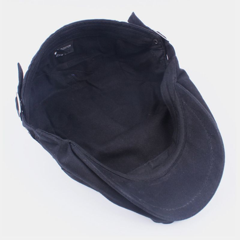 Hommes Coton Solide Couleur Métal Lettre Badge Réglable Casual Plat Chapeau Avant Chapeau Béret Chapeau