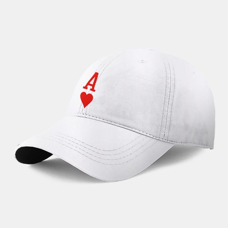 Hommes Coton Solide Couleur Poker Lettre D'amour Pique Un Motif Casual Casquette De Baseball