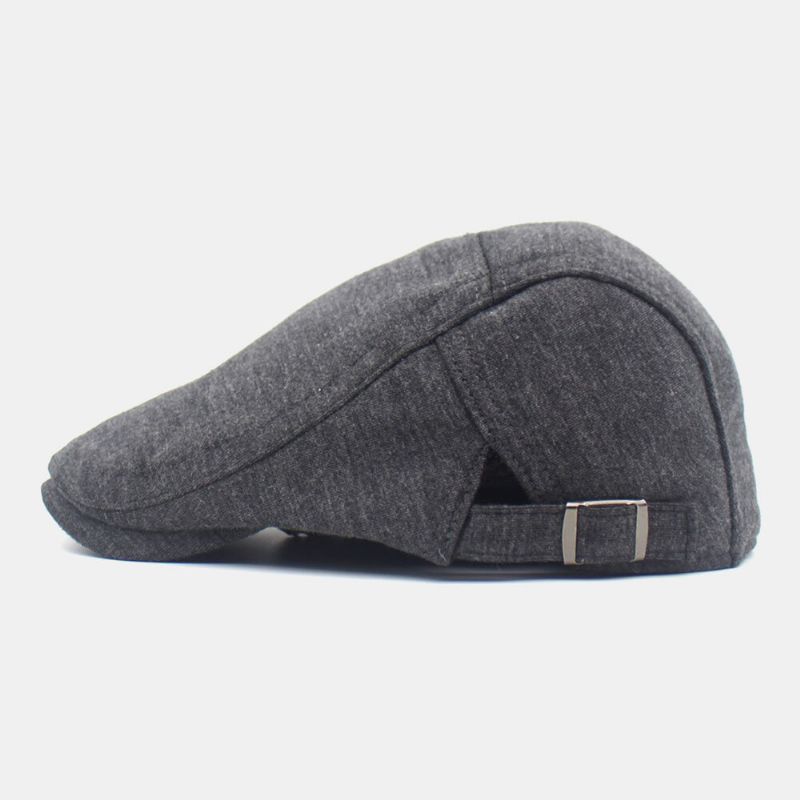 Hommes Coton Solide Couleur Réglable Avant Chapeau Plat Cap Béret Cap