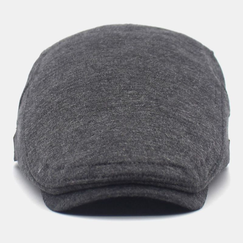 Hommes Coton Solide Couleur Réglable Avant Chapeau Plat Cap Béret Cap