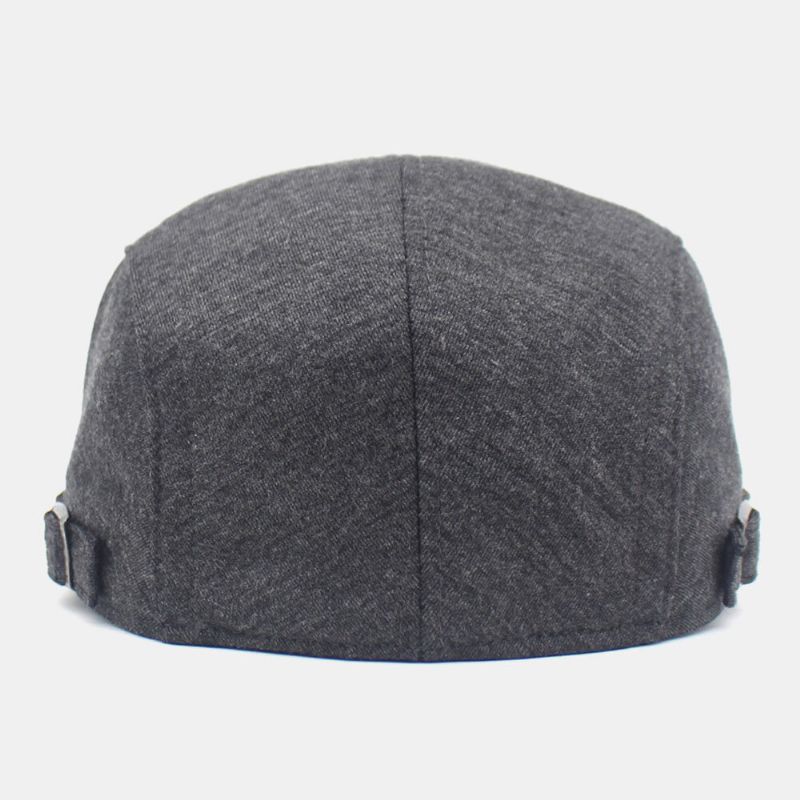 Hommes Coton Solide Couleur Réglable Avant Chapeau Plat Cap Béret Cap