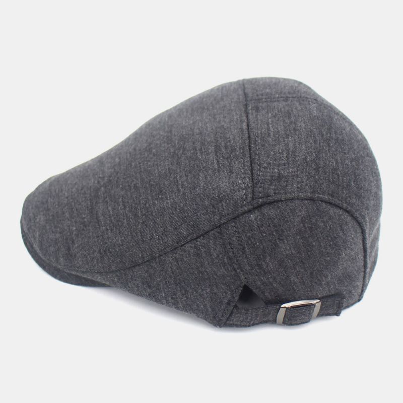 Hommes Coton Solide Couleur Réglable Avant Chapeau Plat Cap Béret Cap