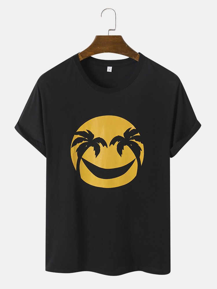 Hommes Coton Sourire Visage Imprimer Loisirs Gracieux Tous Les T-shirts Assortis