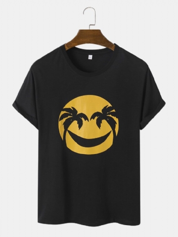 Hommes Coton Sourire Visage Imprimer Loisirs Gracieux Tous Les T-shirts Assortis