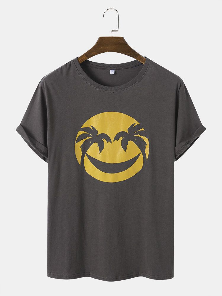 Hommes Coton Sourire Visage Imprimer Loisirs Gracieux Tous Les T-shirts Assortis