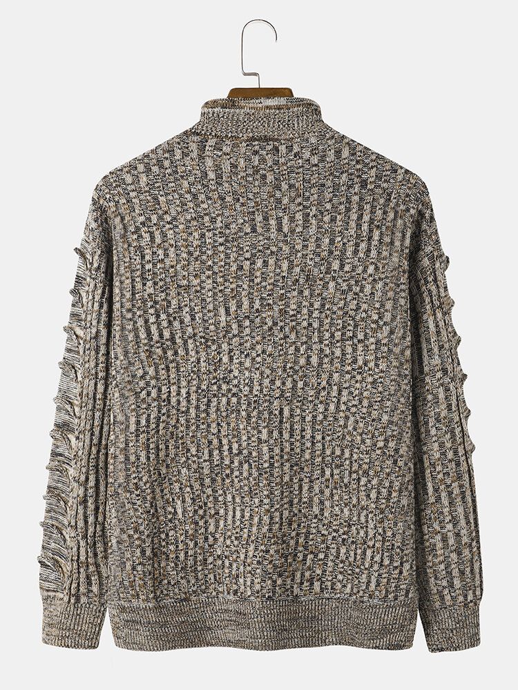 Hommes Coton Vintage Tricot Câble Fermeture Éclair Pull Cordon Poche Kangourou Chandails