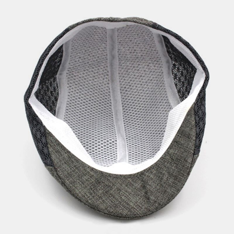 Hommes Couleur Assortie Bérets Casquettes Mesh Respirant D'été En Plein Air Décontracté Pare-soleil Chapeau