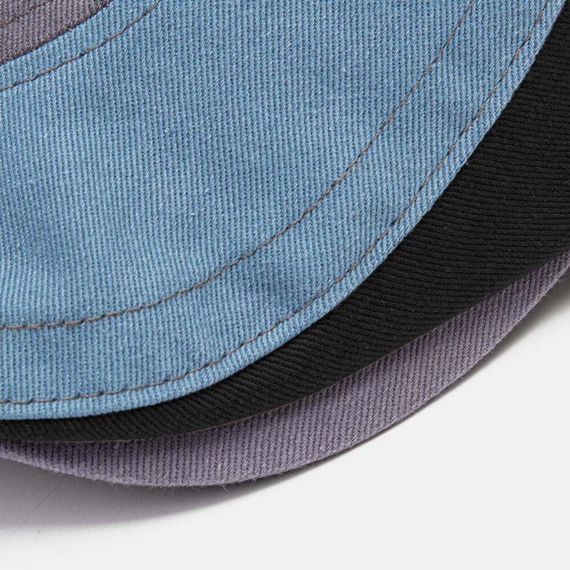 Hommes Couleur Assortie Main Suture Réglable Mode Décontracté Parasol Béret Casquette Chapeau Plat