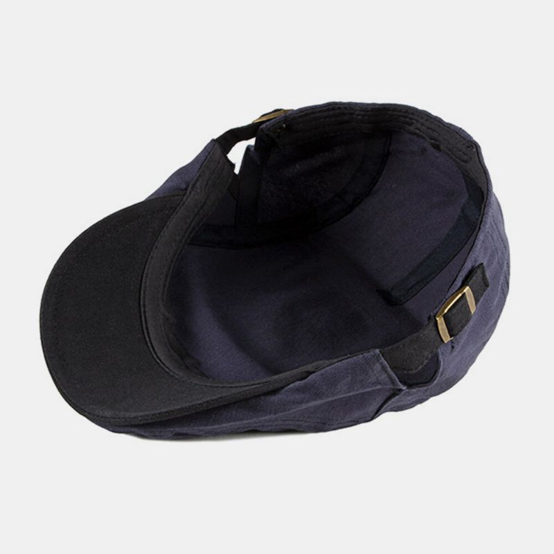 Hommes Couleur Unie Réglable Bérets Coton Mince Britannique Simple Avant Chapeau Plat Casquettes Pilote Chapeau