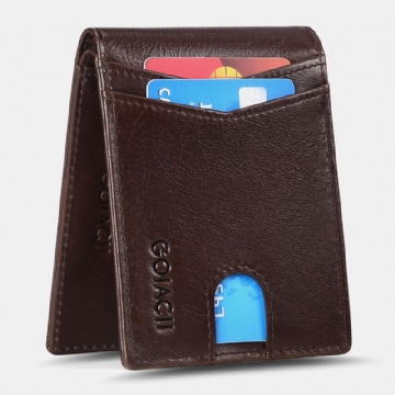 Hommes Court Huile Cire Première Couche Portefeuille En Peau De Vache Blocage Rfid Fente Multi-cartes Porte-carte Porte-monnaie