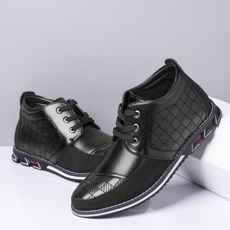 Hommes Couture Plaid Confortable Antidérapant Business Casual Bottines En Cuir