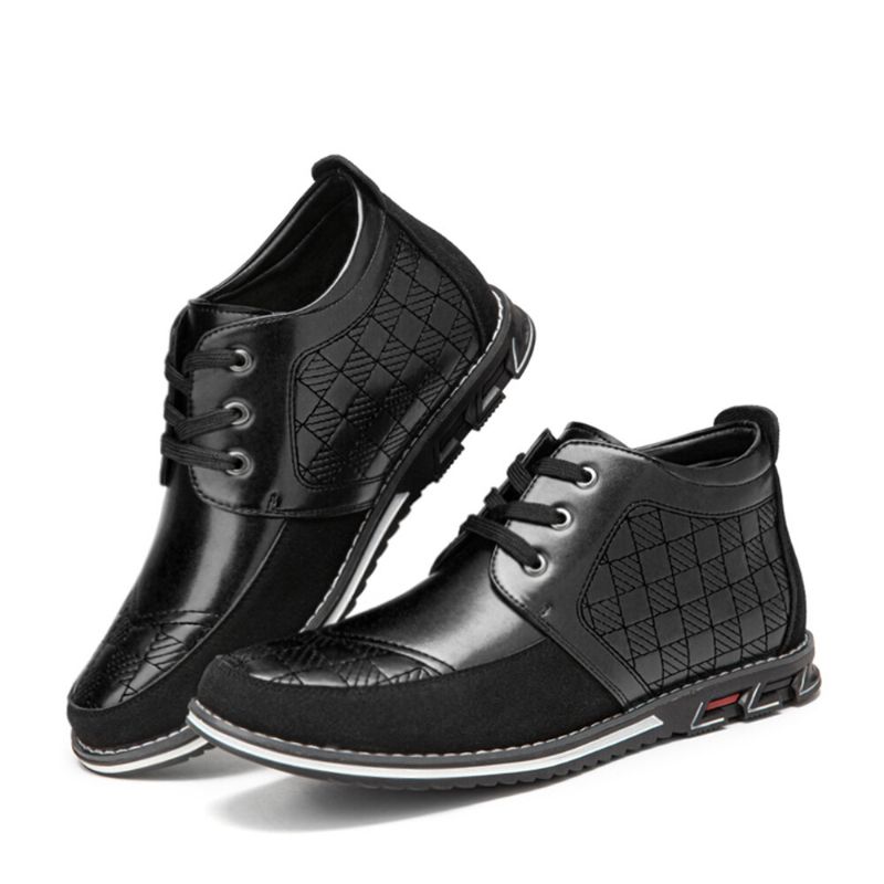 Hommes Couture Plaid Confortable Antidérapant Business Casual Bottines En Cuir