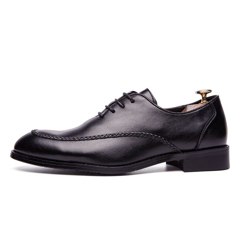 Hommes Coutures Serrées Confortables Respirantes Antidérapantes À Lacets Doux Business Casual Chaussures