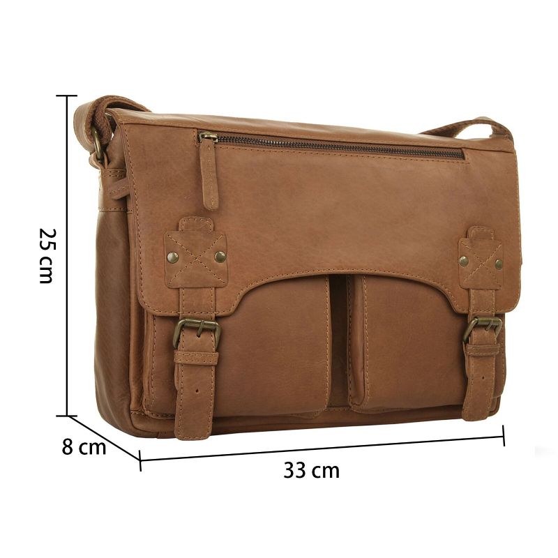 Hommes Cuir Artificiel Vintage Affaires Grande Capacité Multi-compartiments Couverture Boucle Magnétique Sac À Bandoulière