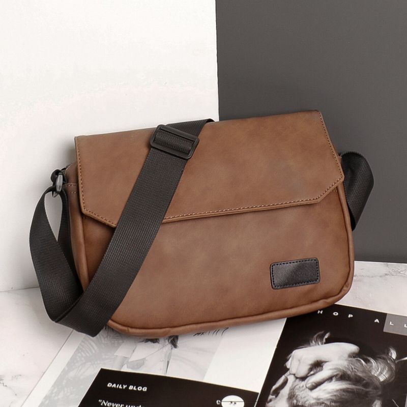 Hommes Cuir Artificiel Vintage Étanche Sac À Bandoulière Couverture Téléphone Portable Poche Messenger Sac