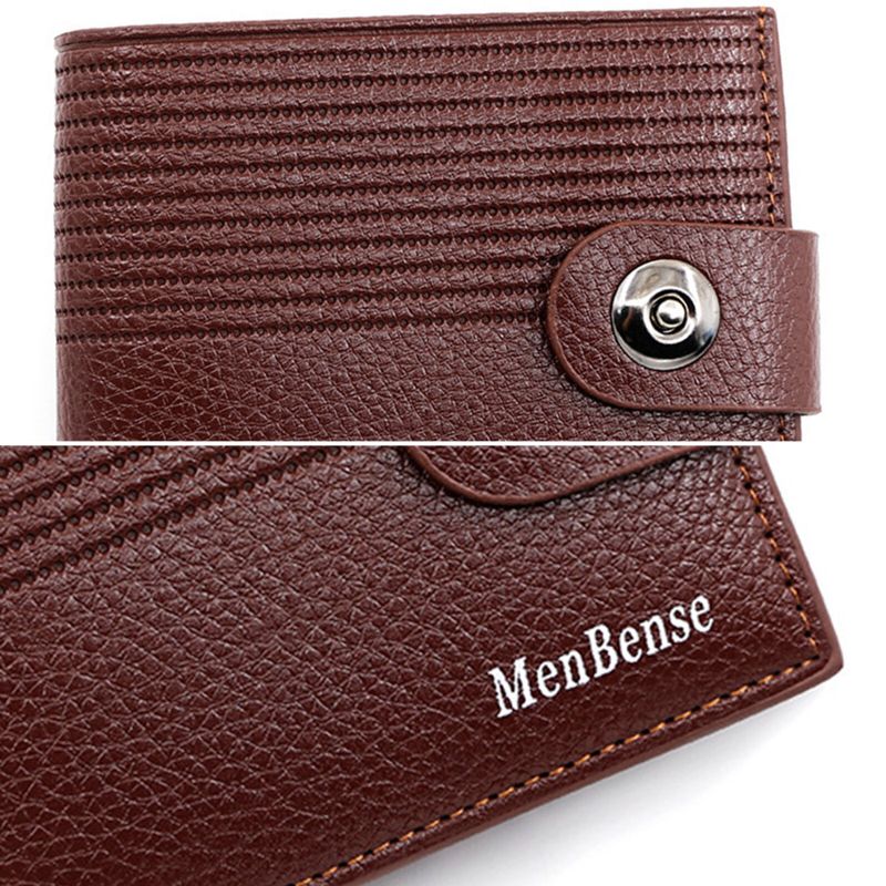 Hommes Cuir Artificiel Vintage Gaufré Design Bref Court Portefeuille Aimant Bouton Intérieur Fermeture Éclair Poche Mince Sac À Main