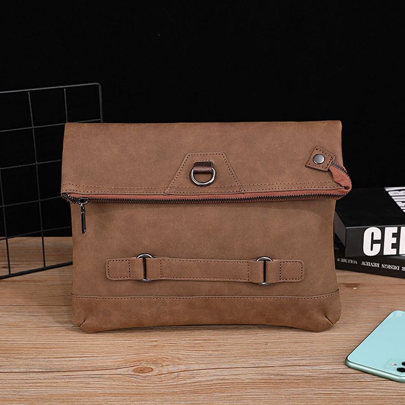 Hommes Cuir Artificiel Vintage Grande Capacité Messenger Bag Convertible Strap 14 Inch Laptop Bag