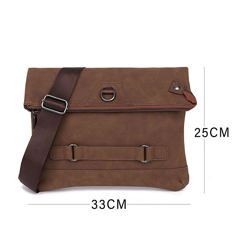 Hommes Cuir Artificiel Vintage Grande Capacité Messenger Bag Convertible Strap 14 Inch Laptop Bag