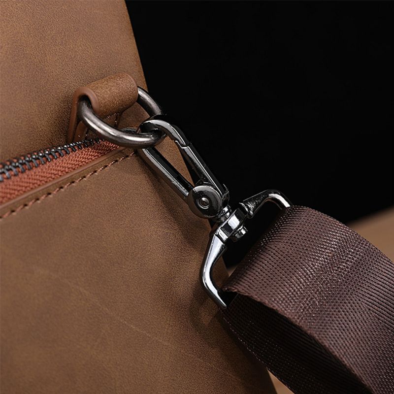 Hommes Cuir Artificiel Vintage Grande Capacité Messenger Sac 14 Pouces Ordinateur Portable Casual Sac À Main