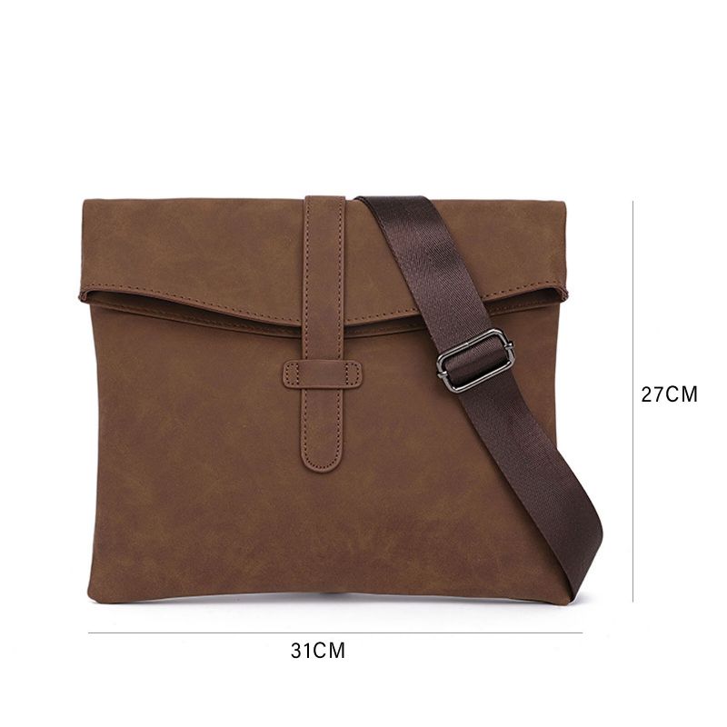 Hommes Cuir Artificiel Vintage Grande Capacité Messenger Sac 14 Pouces Ordinateur Portable Casual Sac À Main