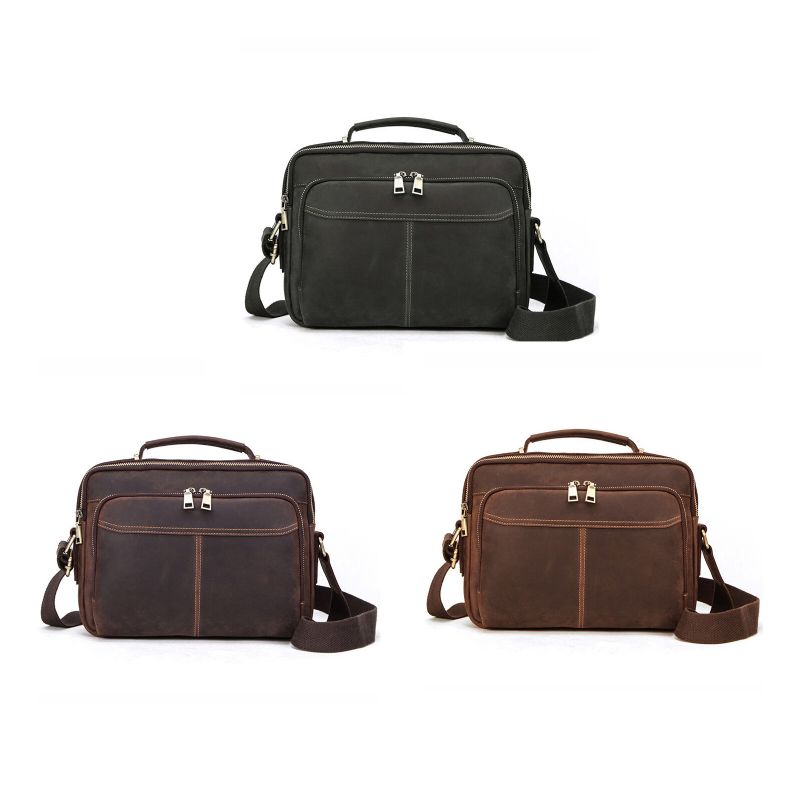 Hommes Cuir Artificiel Vintage Grande Capacité Multi-compartiments Stockage Sac À Main Bandoulière Sac