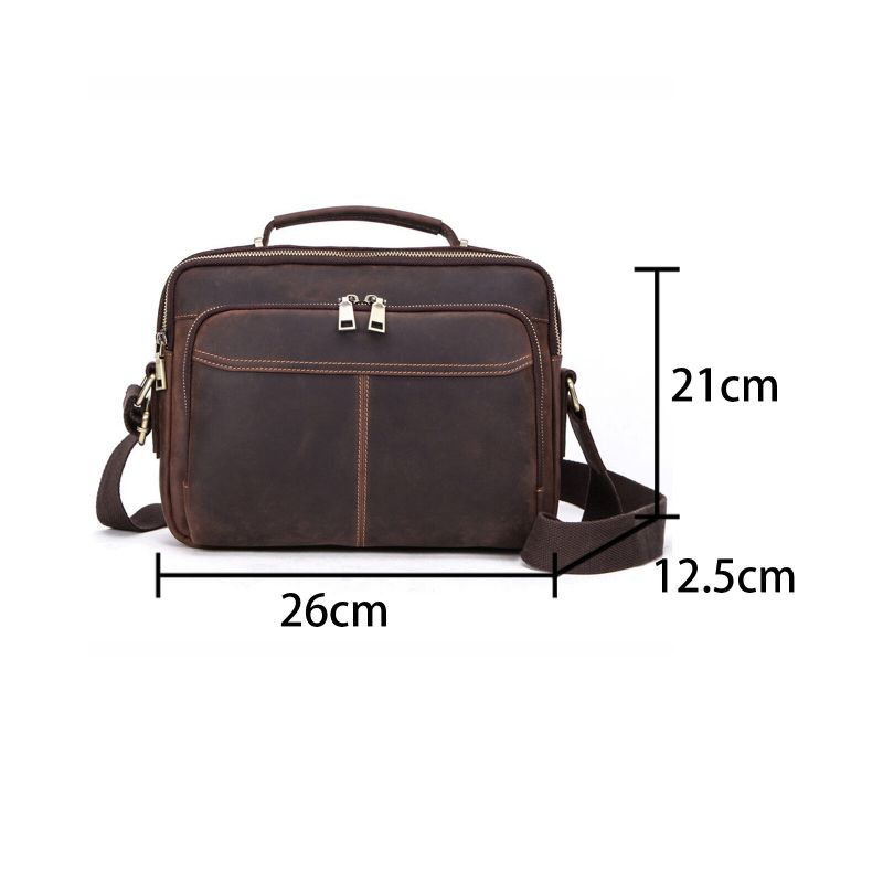 Hommes Cuir Artificiel Vintage Grande Capacité Multi-compartiments Stockage Sac À Main Bandoulière Sac