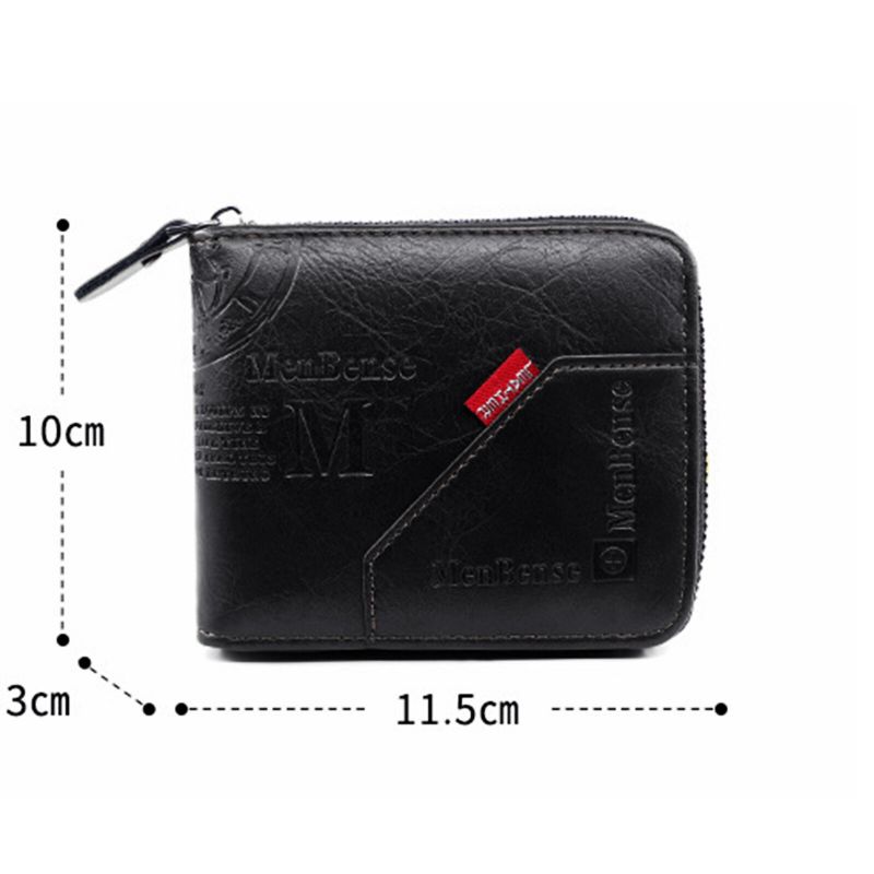 Hommes Cuir Artificiel Vintage Grande Capacité Portefeuille Zipper Design Bifold Wallet