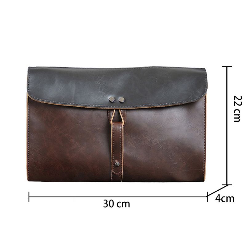 Hommes En Cuir Artificiel Vintage Grande Capacité Sac À Bandoulière 13.3 Pouces Ordinateur Portable Compartiment Intérieur Sac À Main